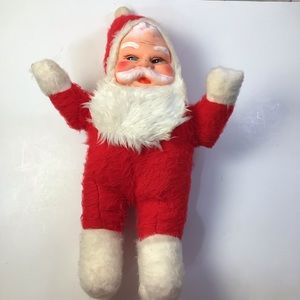 Vtg Vinyl Rubber Face Santa Claus Plush Doll